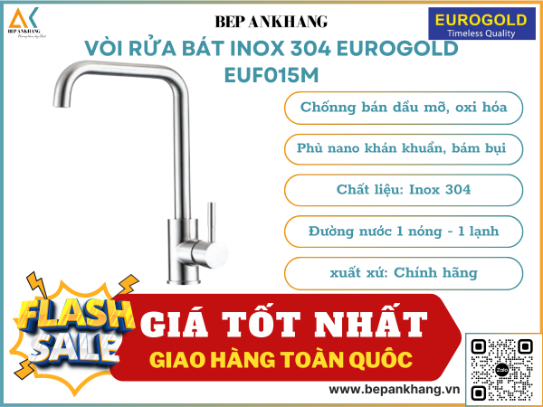 Vòi rửa bát inox 304 Eurogold EUF015M